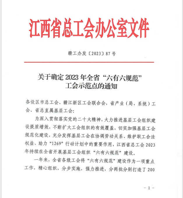 金環(huán)磁選工會被確定為2023年全省“六規(guī)范”工會示范點(diǎn)